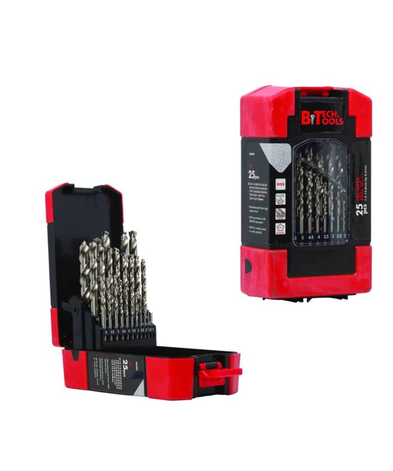 סט מקדחי מתכת HSS M2 PRO (מידות כל 0.5) - 25 יח' B.tech 0504064