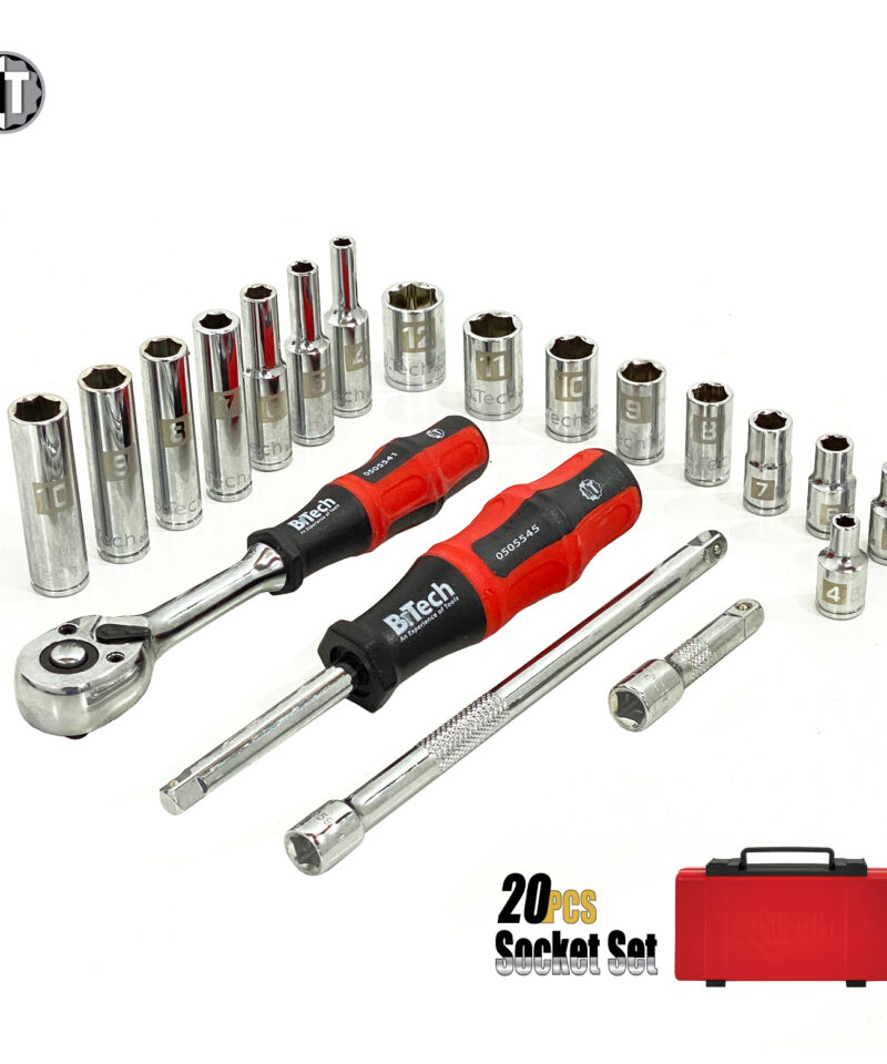 סט בוקסות ואביזרים 20 חלקים מ"מ DR 1/4 B.Tech 0505502