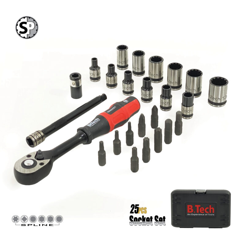 סט בוקסות ואביזרים 25 חלקים "Dual Spline DR 1/4 B.Tech 0505508
